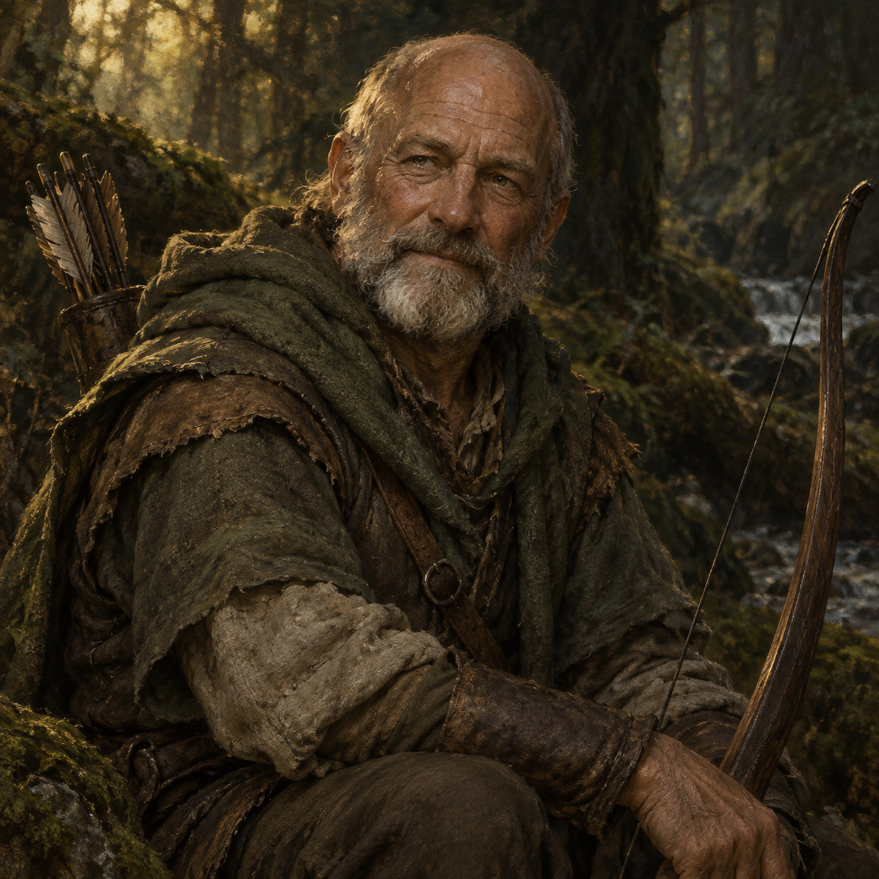 Concept portrait of Baldar Nearberry, Samir&rsquo;s aging woodsman mentor